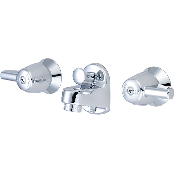 Two Handle Wall Mount Bathroom Faucet, 3 Holes, IP, 1.2 gpm Flow Rate, Polished Chrome
